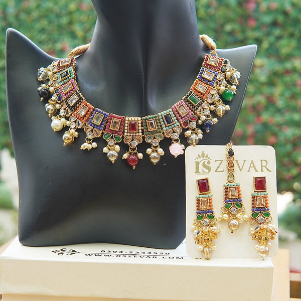 Elegant Partywear Necklace Set With Jhumki Teeka - RS ZEVARS