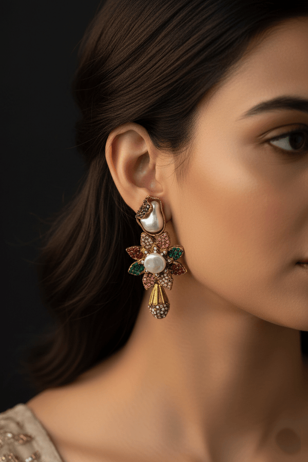 Elegant Turkish Floral Design Earrings - RS ZEVARS