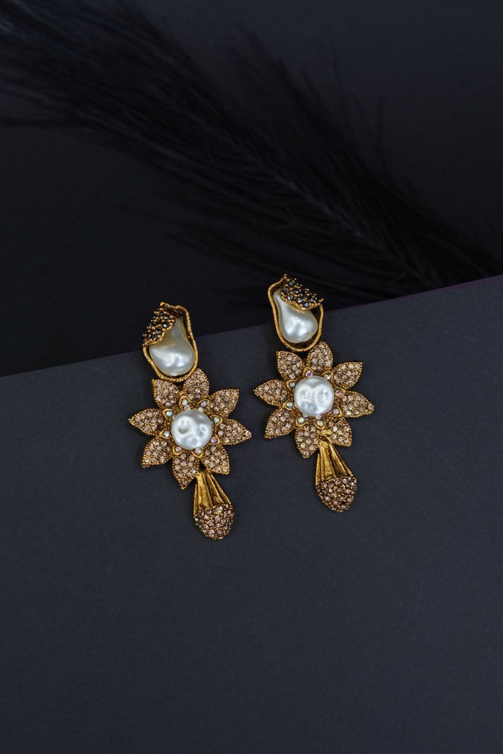 Elegant Turkish Floral Design Earrings - RS ZEVARS