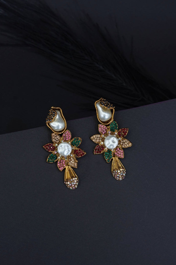 Elegant Turkish Floral Design Earrings - RS ZEVARS