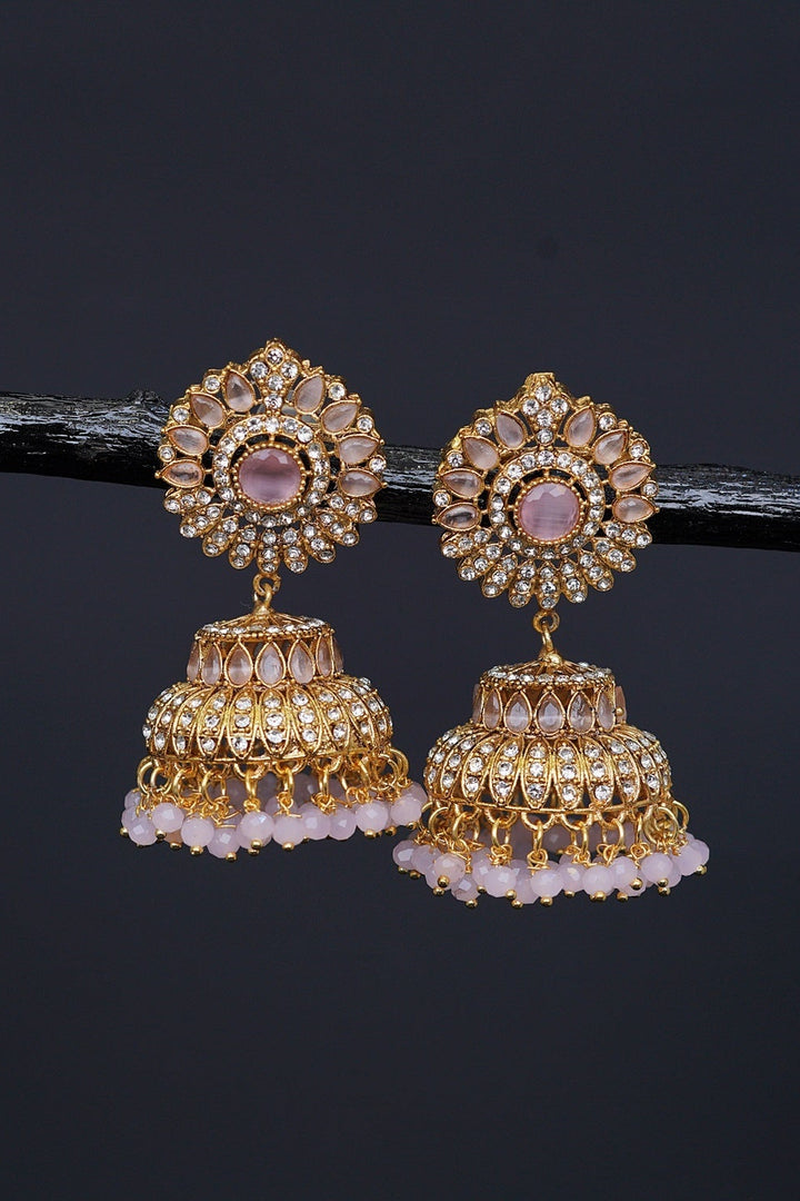 Ethnic Jhumkay with Sparkling Crystal Latkans - RS ZEVARS