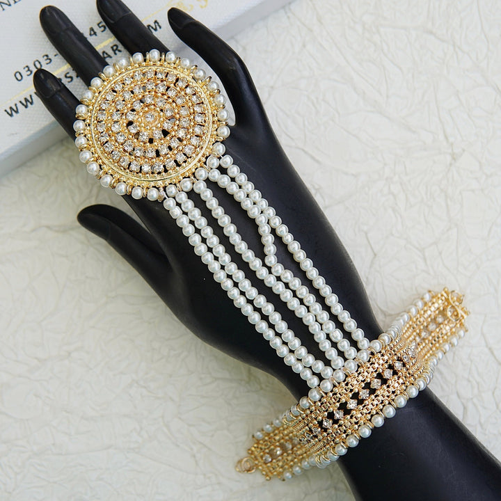 Ethnic Pearl Beaded Haath Phool - RS ZEVARS