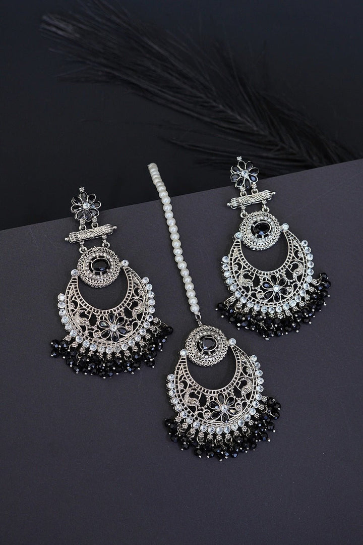 Floral Chandbali Style Earrings & Tikka - RS ZEVARS