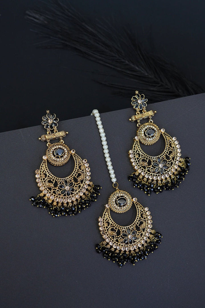 Floral Chandbali Style Earrings & Tikka - RS ZEVARS