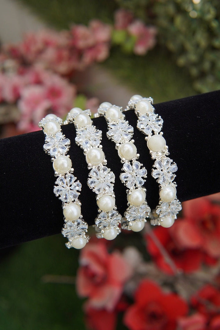 Floral Pearl 4 Pcs Bangles Set - RS ZEVARS