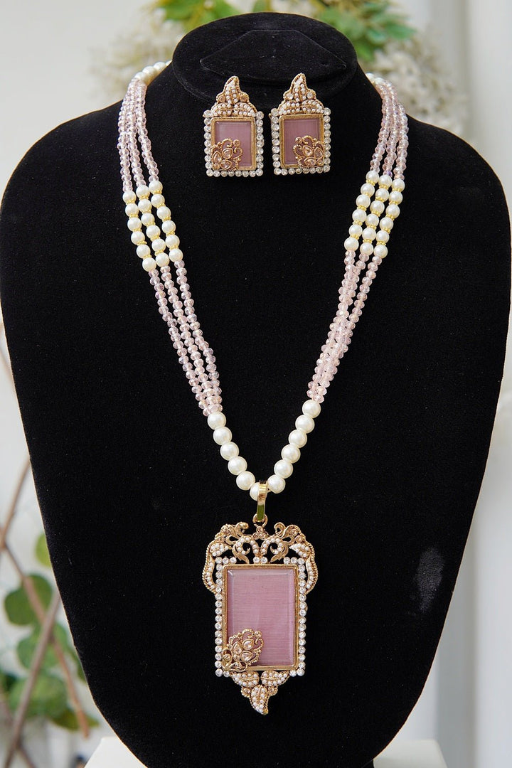 Gemstone Antique Mala Pendent Set - RS ZEVARS