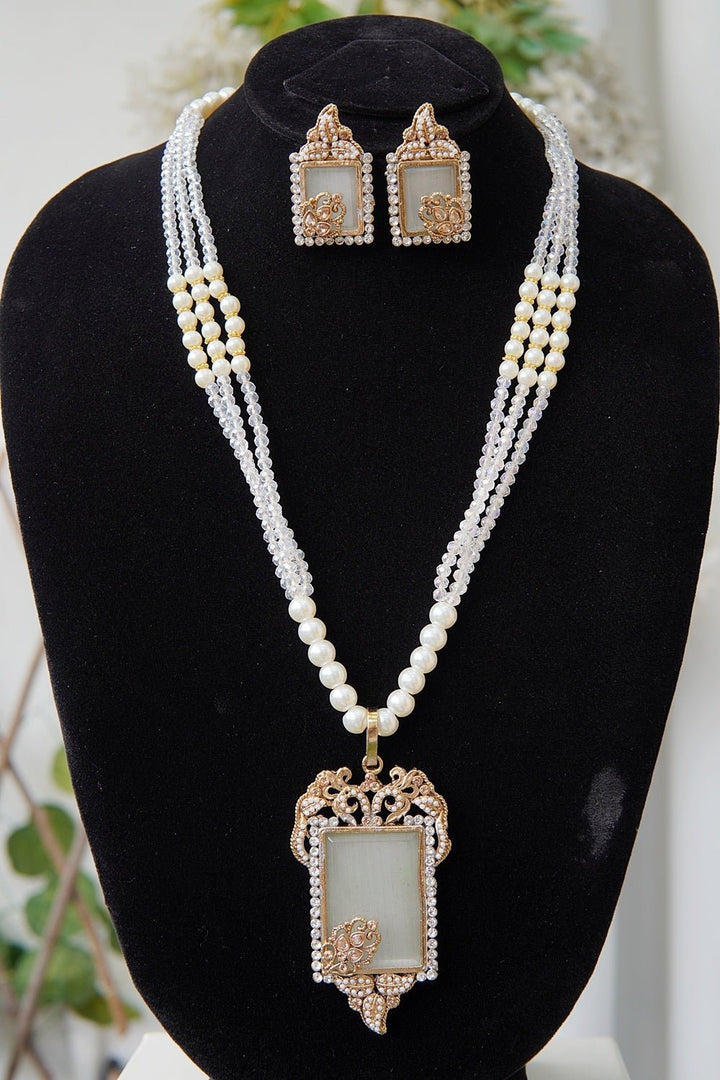 Gemstone Antique Mala Pendent Set - RS ZEVARS