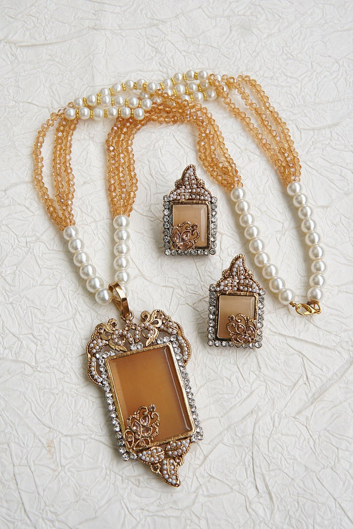 Gemstone Antique Mala Pendent Set - RS ZEVARS