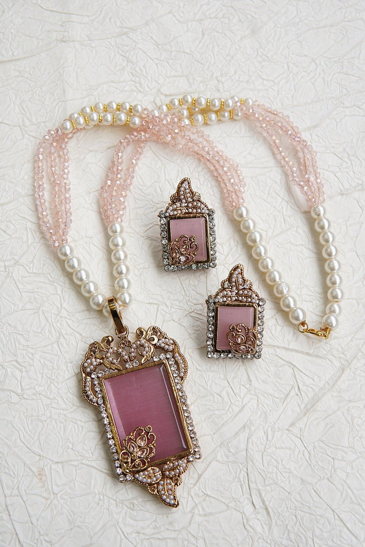 Gemstone Antique Mala Pendent Set - RS ZEVARS