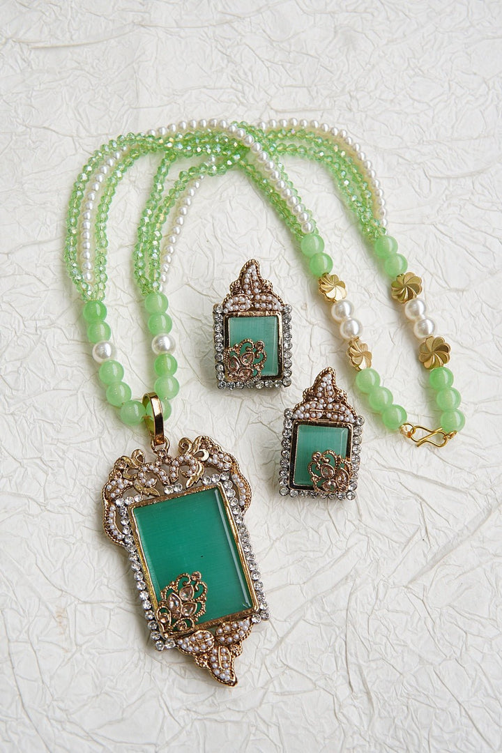 Gemstone Antique Mala Pendent Set - RS ZEVARS