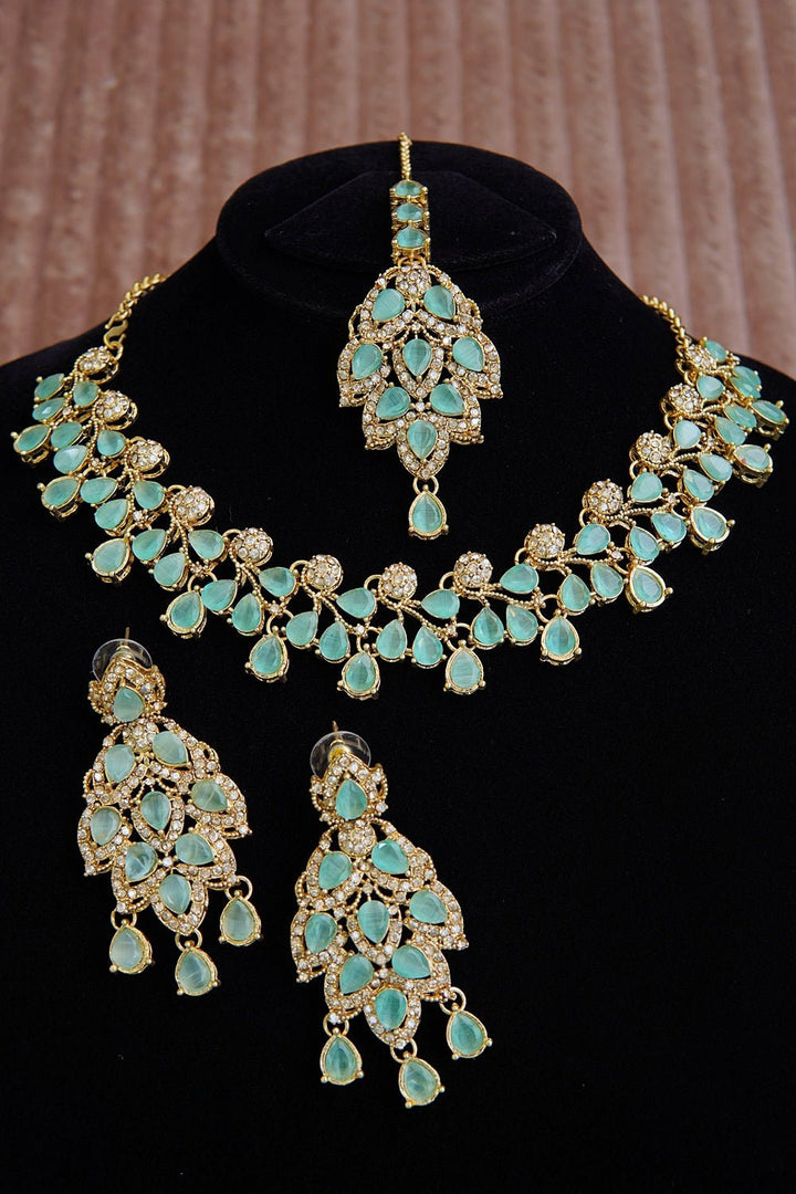 Gemstone Zirconia Designer Necklace Set - RS ZEVARS