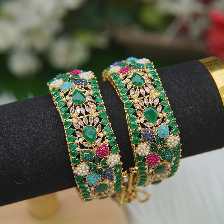 Glamorous Gemstone Zirconia Bangles - RS ZEVARS