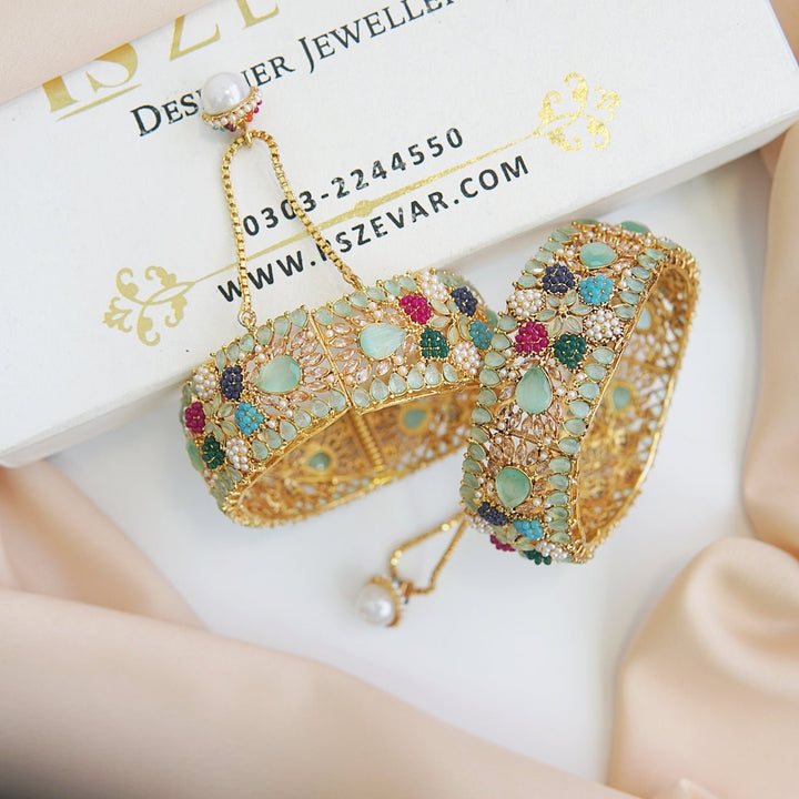 Glamorous Gemstone Zirconia Bangles - RS ZEVARS