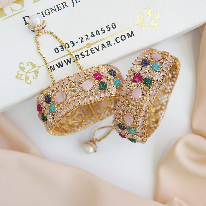 Glamorous Gemstone Zirconia Bangles - RS ZEVARS