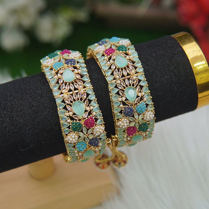 Glamorous Gemstone Zirconia Bangles - RS ZEVARS