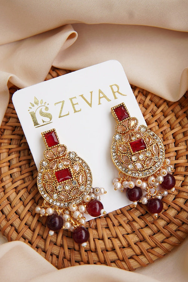 Glittering Gemstone Earrings - RS ZEVARS