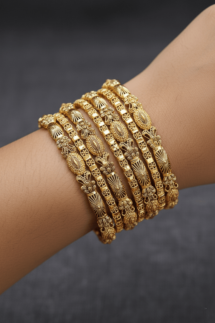 Gold Look a Like 7 Pieces Churi Karay Set - RS ZEVARS