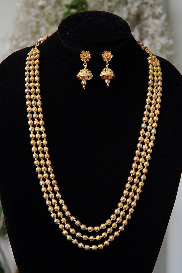 Gold Plated Balls 3 Layers Mala Set - RS ZEVARS