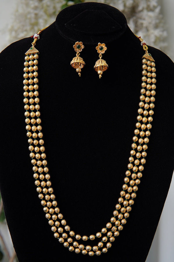 Gold Plated Balls 3 Layers Mala Set - RS ZEVARS