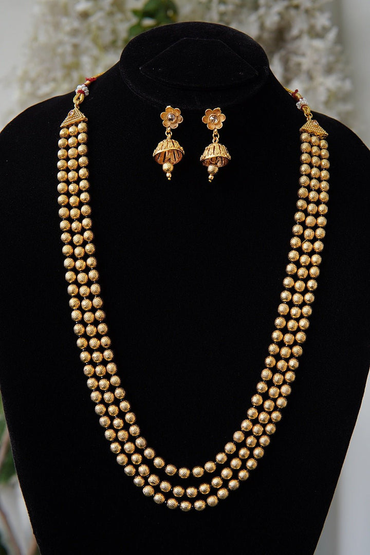 Gold Plated Balls 3 Layers Mala Set - RS ZEVARS