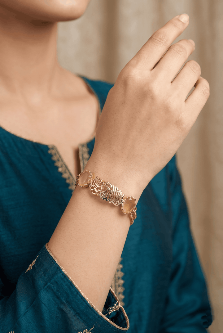 Kalma Calligraphy Gold Bracelet with Gemstones | RS ZEVAR