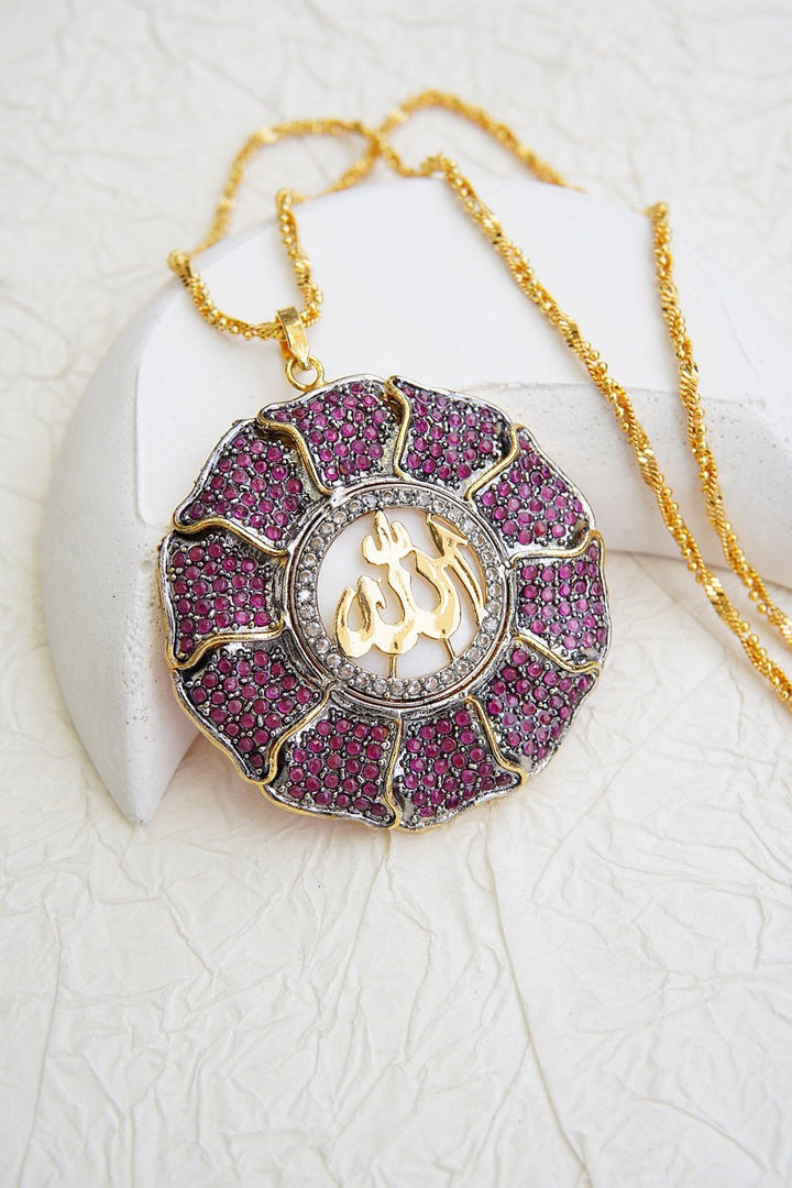 Gold Plated Calligraphy Zircons Pendant - RS ZEVARS