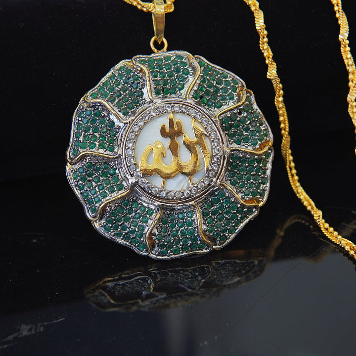 Gold Plated Calligraphy Zircons Pendant - RS ZEVARS