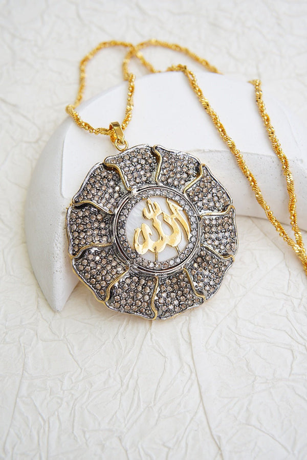 Gold Plated Calligraphy Zircons Pendant - RS ZEVARS