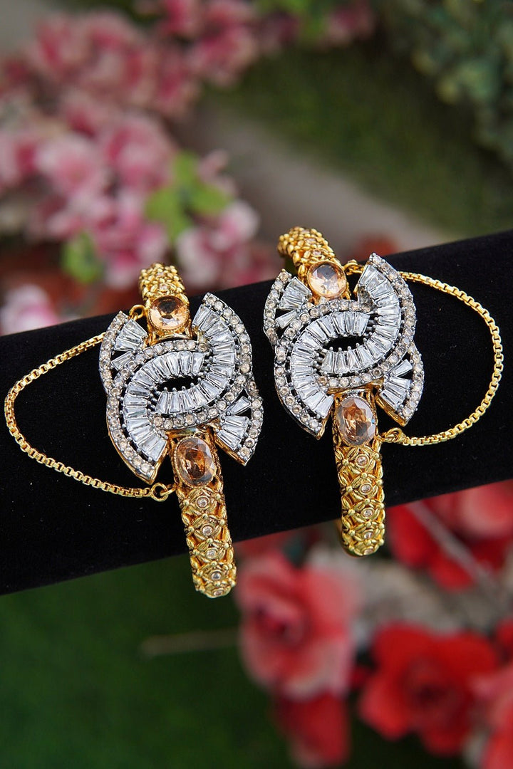 Gold Plated Designer Zirconia Openable Karay - RS ZEVARS