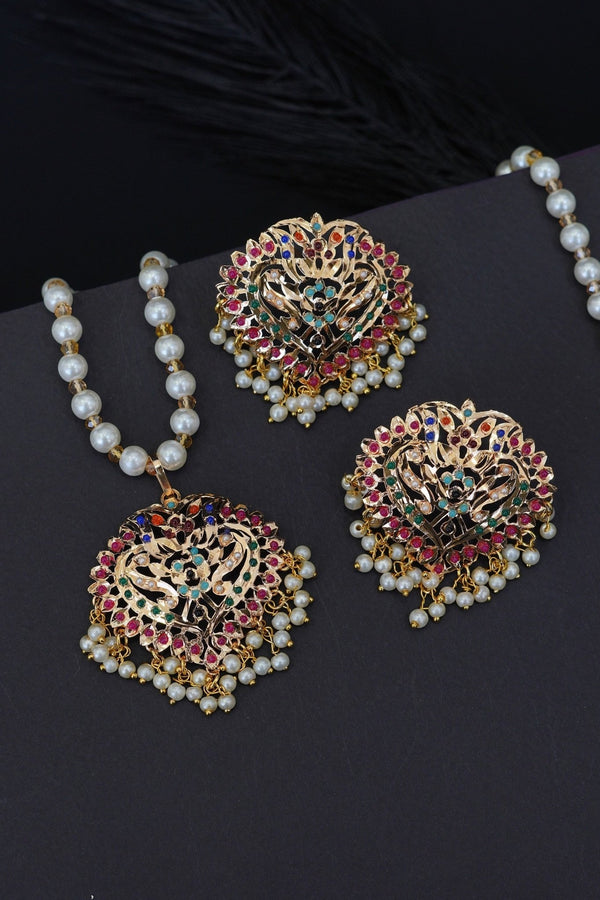 Gold Plated Hyderabadi Pendant Set - RS ZEVARS