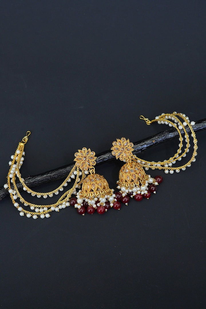 Golden Reverse AD Jhumkey With Saharey - RS ZEVARS