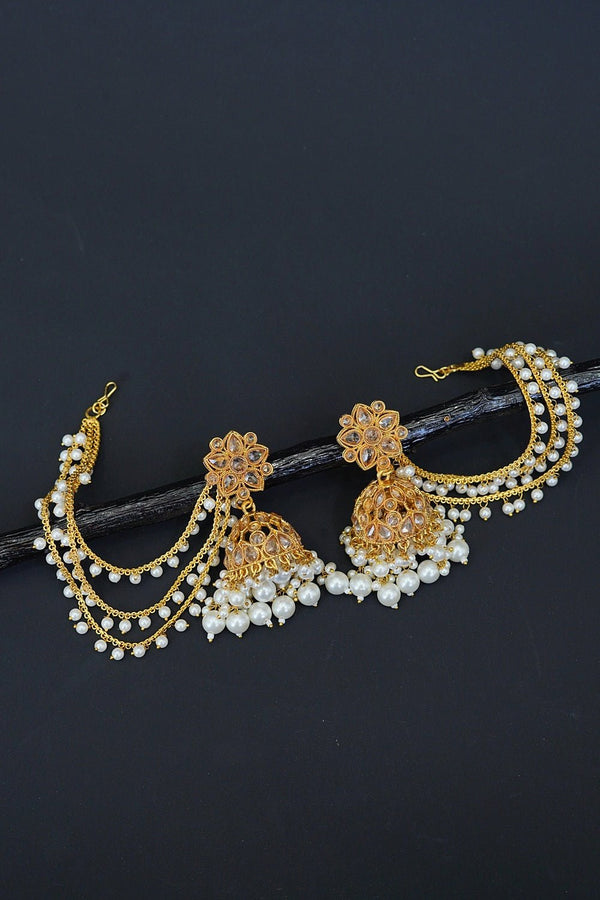 Golden Reverse AD Jhumkey With Saharey - RS ZEVARS