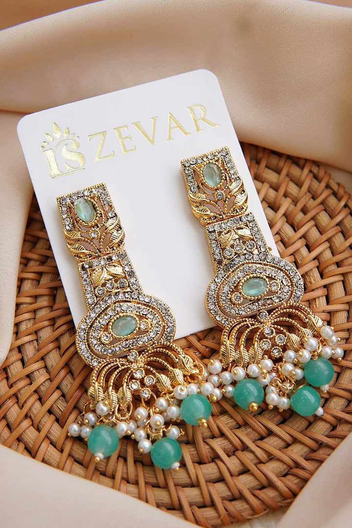 Hand Crafted Long Gems Earrings - RS ZEVARS