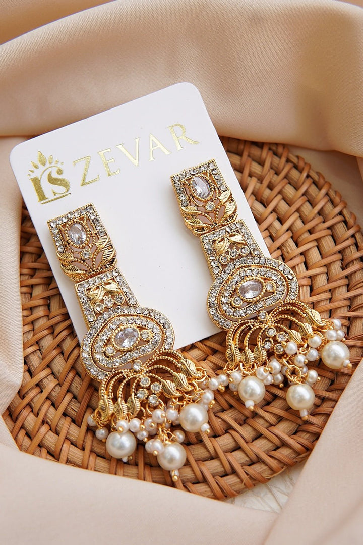 Hand Crafted Long Gems Earrings - RS ZEVARS