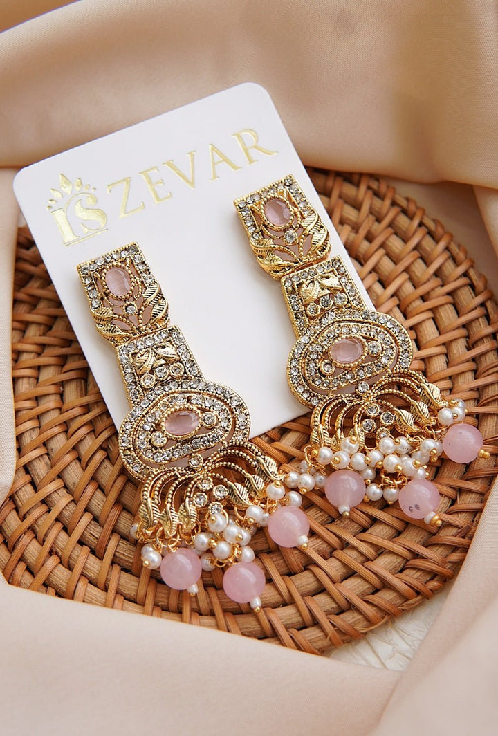Hand Crafted Long Gems Earrings - RS ZEVARS