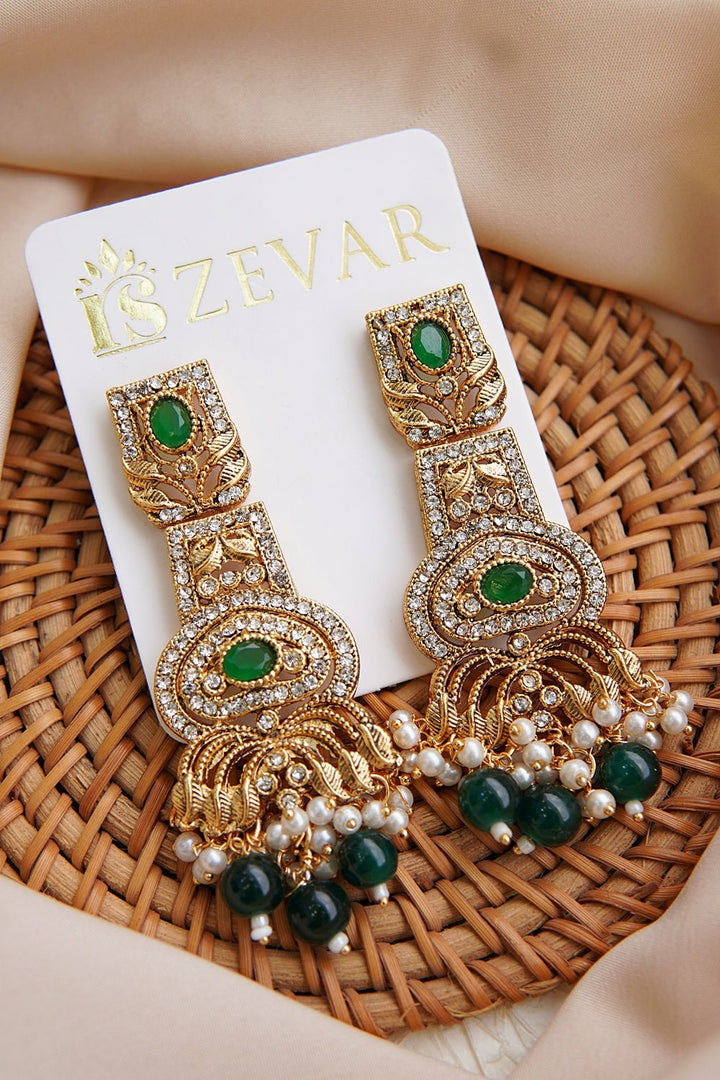 Hand Crafted Long Gems Earrings - RS ZEVARS