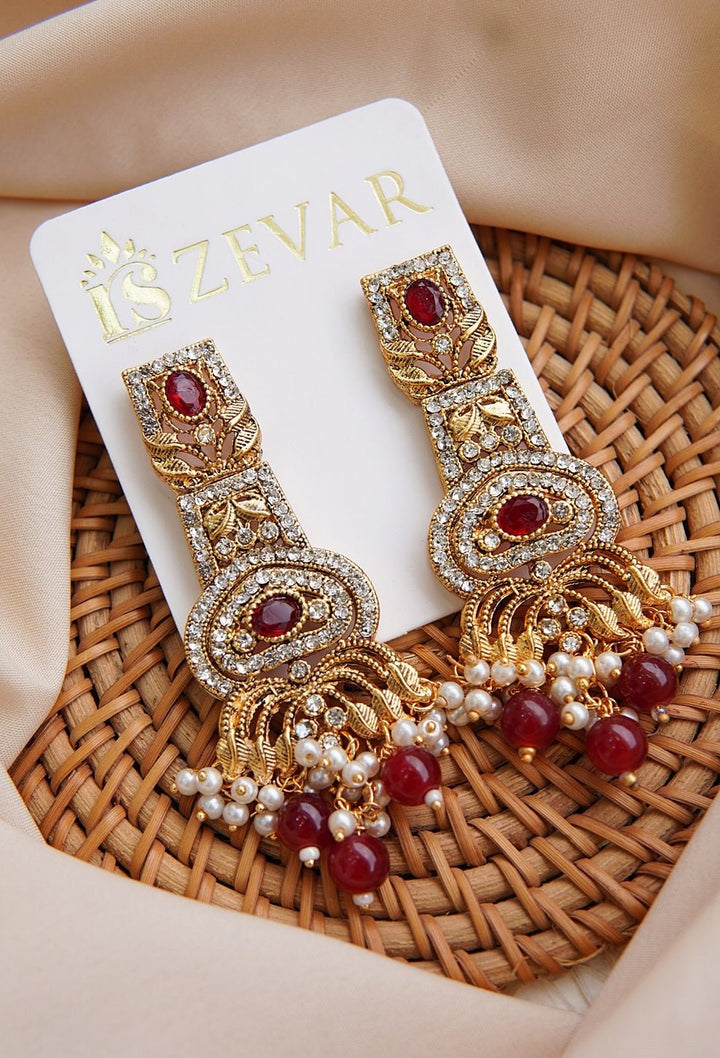 Hand Crafted Long Gems Earrings - RS ZEVARS