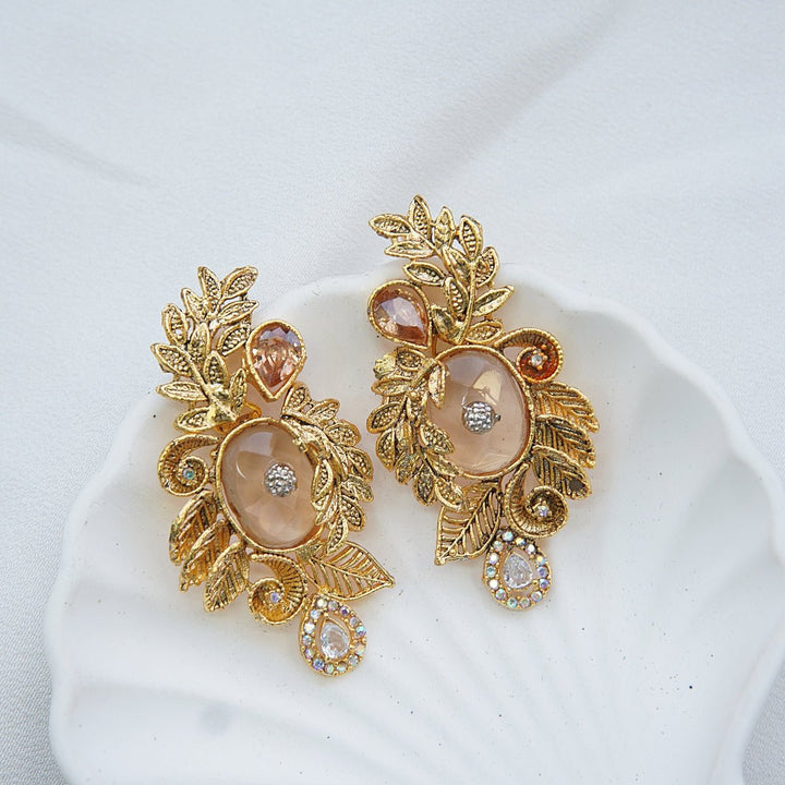 Hand crafted Turkish Doubled Stone Earrings - RS ZEVARS