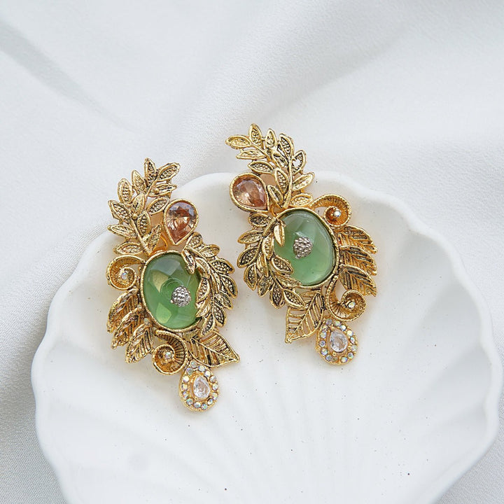 Hand crafted Turkish Doubled Stone Earrings - RS ZEVARS