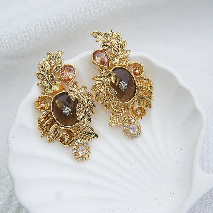 Hand crafted Turkish Doubled Stone Earrings - RS ZEVARS