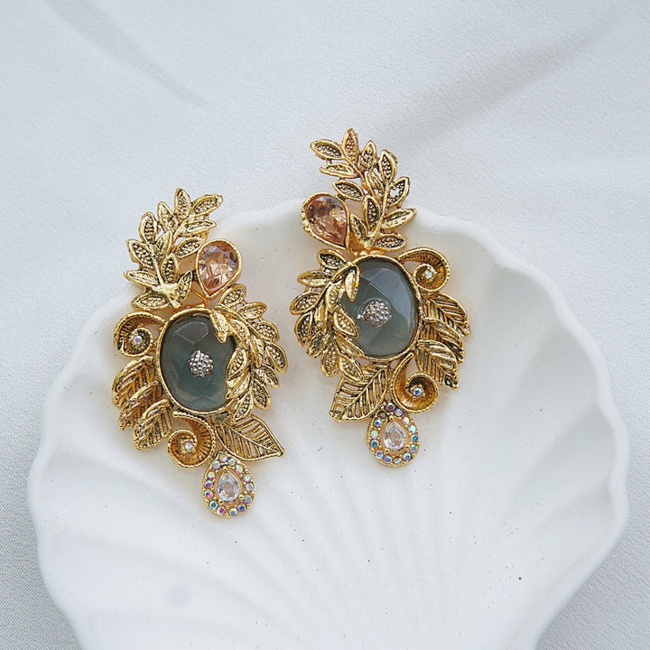 Hand crafted Turkish Doubled Stone Earrings - RS ZEVARS