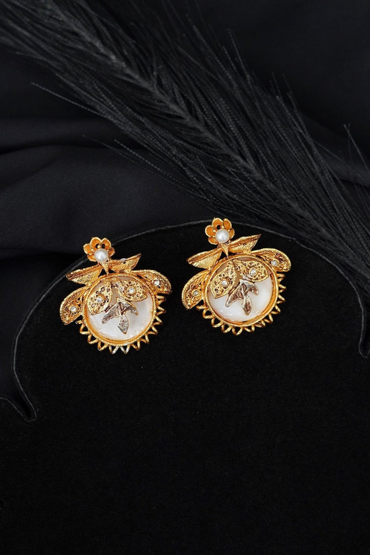 Turkish Gemstone Stud Earrings Antique Gold | RS ZEVAR