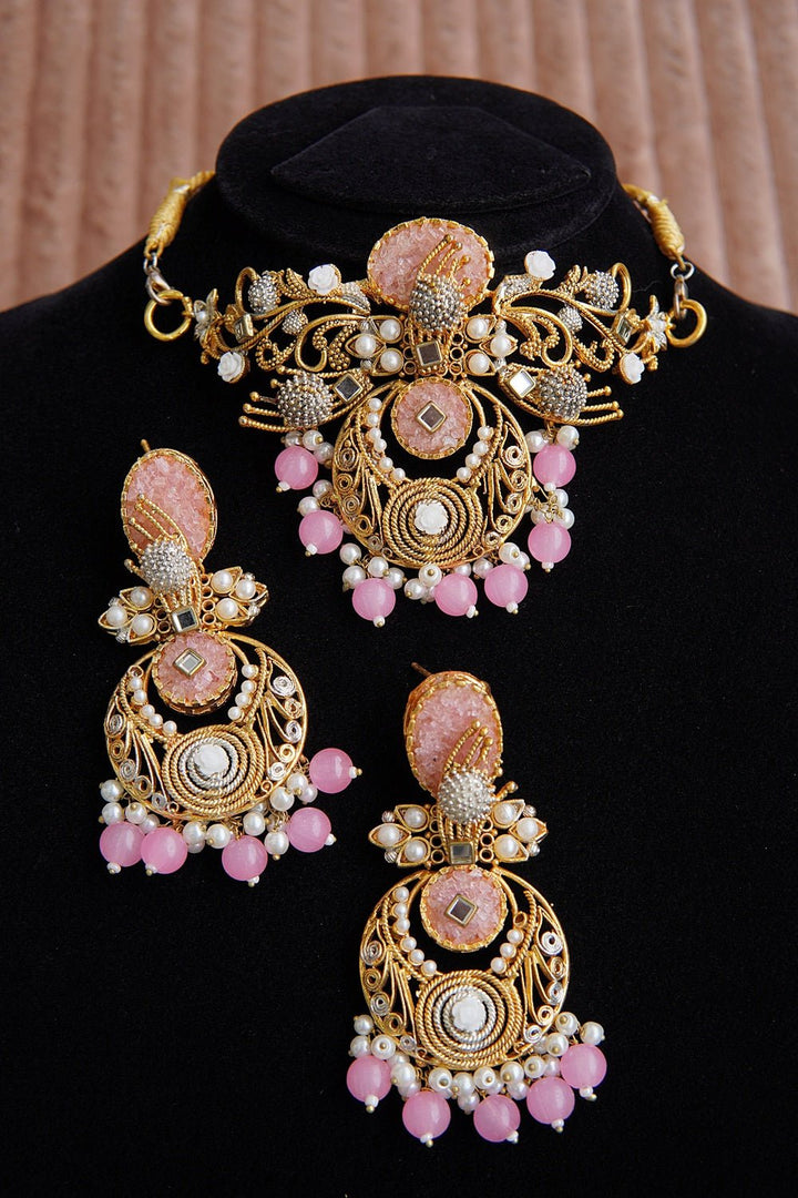 Handcrafted Crush Stone Collar Set - RS ZEVARS
