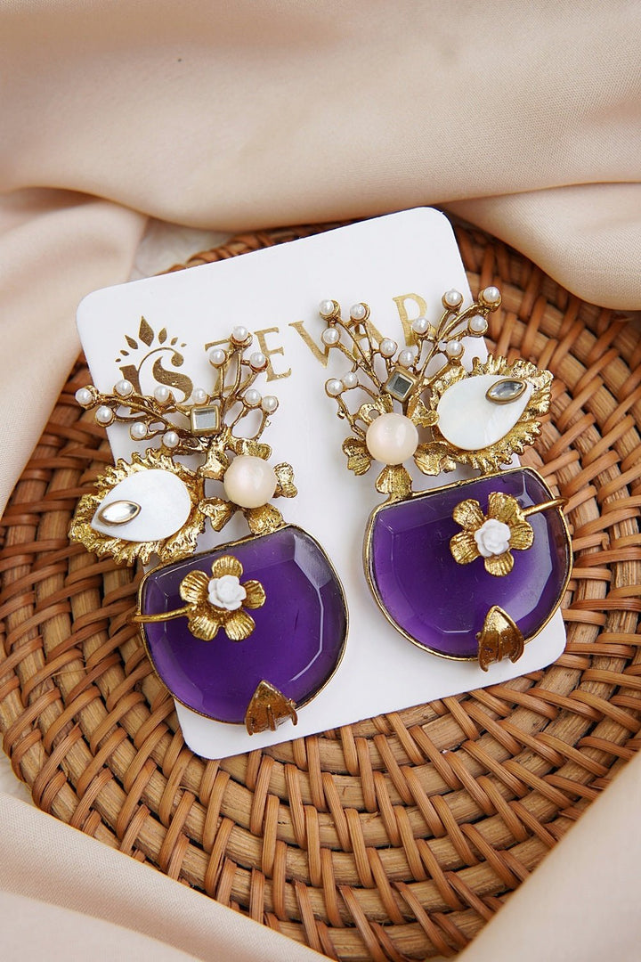 Handcrafted Semi - Gemstone Turkish Earrings - RS ZEVARS