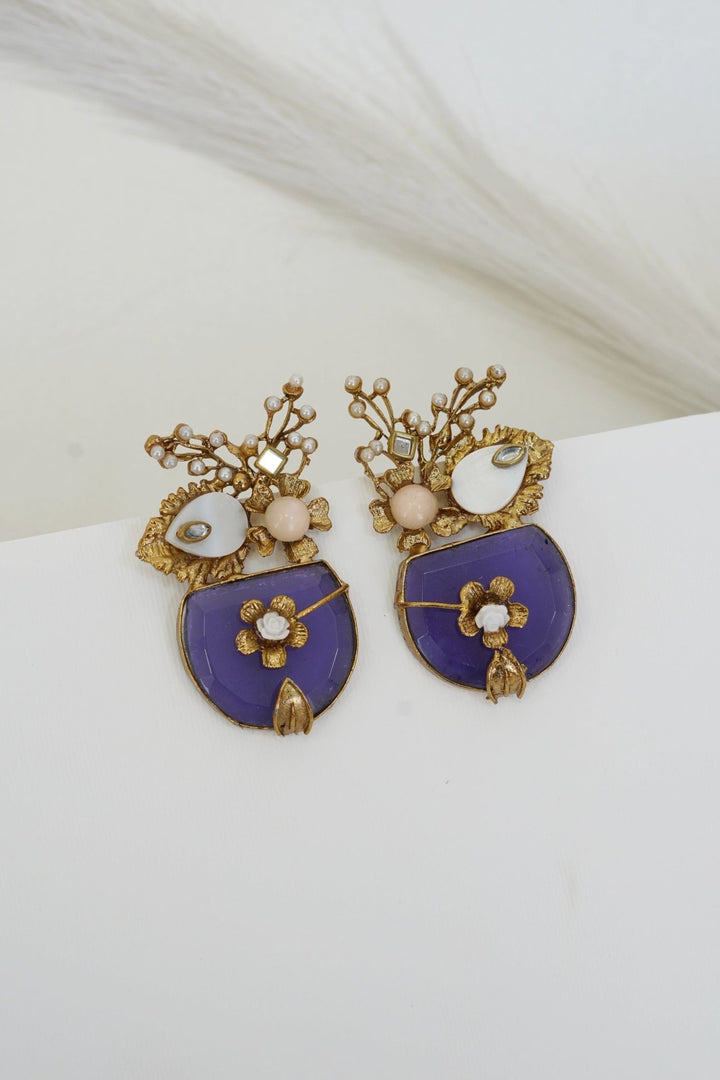 Handcrafted Semi - Gemstone Turkish Earrings - RS ZEVARS