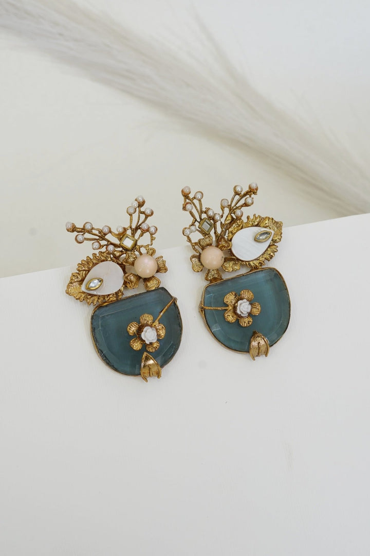 Handcrafted Semi - Gemstone Turkish Earrings - RS ZEVARS