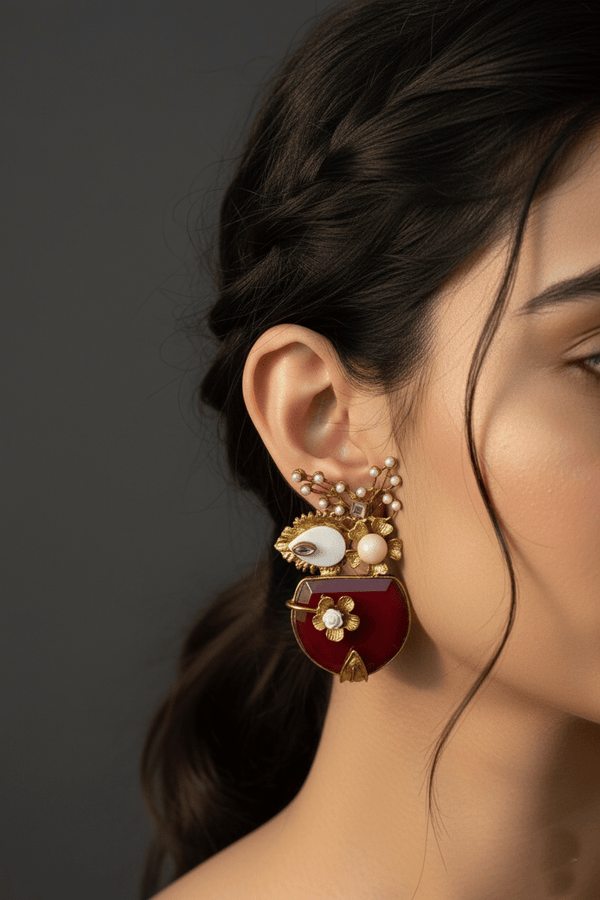 Handcrafted Semi - Gemstone Turkish Earrings - RS ZEVARS