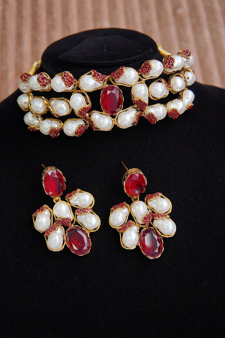 Handcrafted Turkish Mother Pearl Choker Set - RS ZEVARS