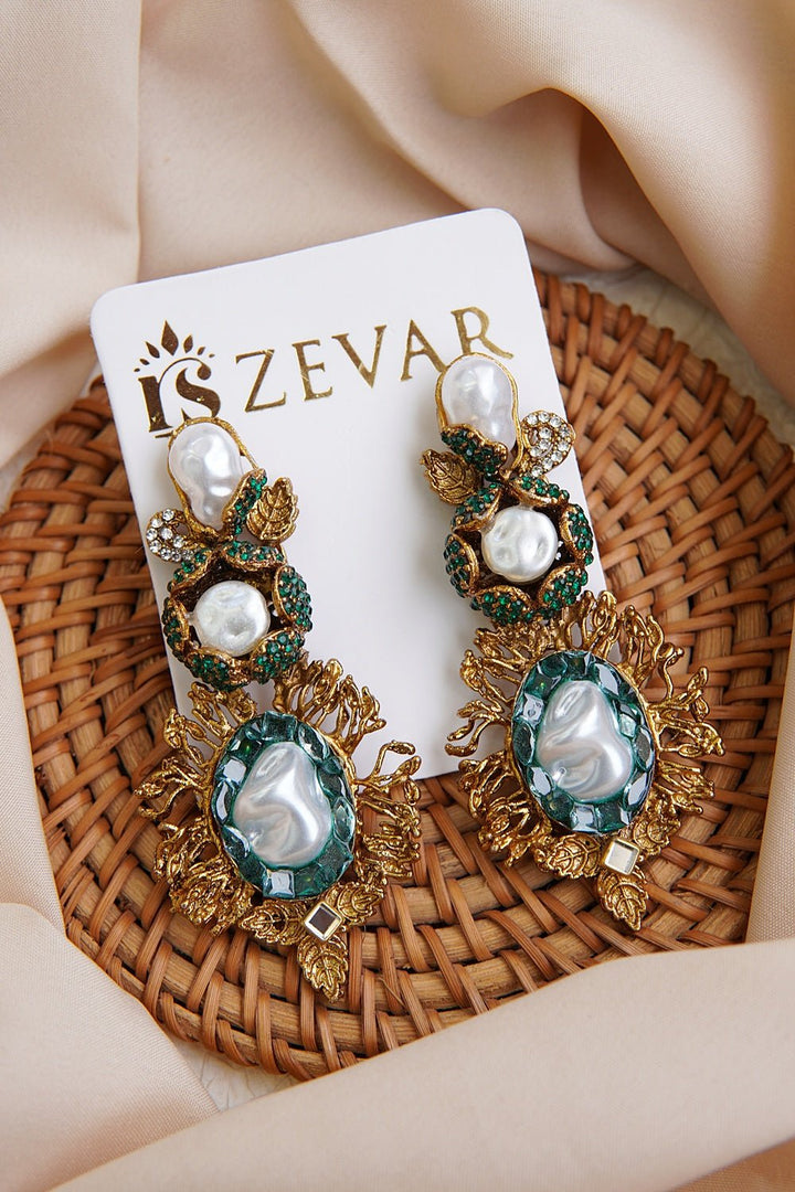 Heritage Inspired Turkish Mother of Pearl Earrings - RS ZEVARS