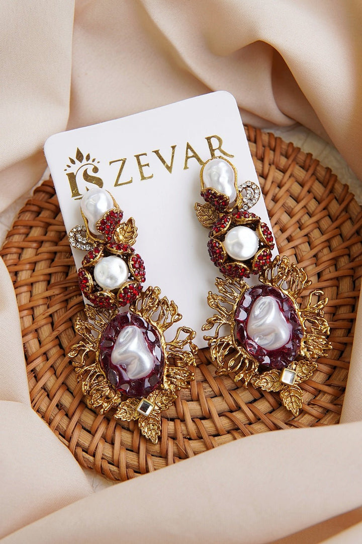 Heritage Inspired Turkish Mother of Pearl Earrings - RS ZEVARS